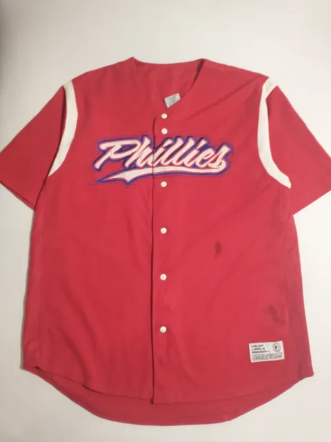 PHILADELPHIA PHILLIES Mens Red True Fan MLB Baseball Team Jersey Grey Shirt XL