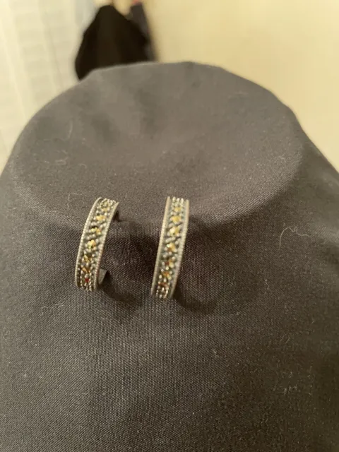 Judith Jack Marcasite Sterling Silver Hoop Earrings