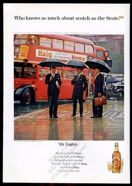 1965 double-decker bus London photo Haig & Haig Scotch whisky vintage print ad