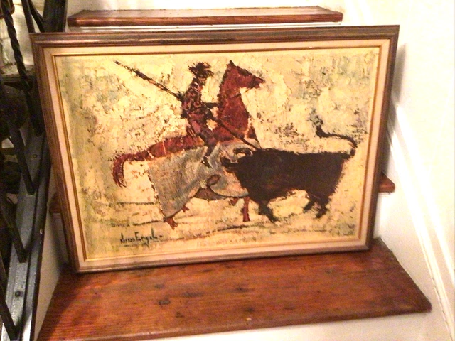 Vintage, Signed Nissan Engel - Bull Fighter Painting / Print