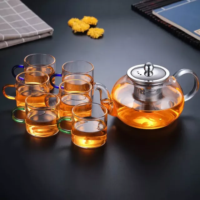 Glass Teapot With Stainless Steel Tea Strainer Infuser - Flower Kettle Kung