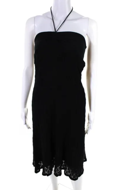 Ella Moss Womens Tie Halter Sweetheart Neckline Knit Dress Maxi Black Size S