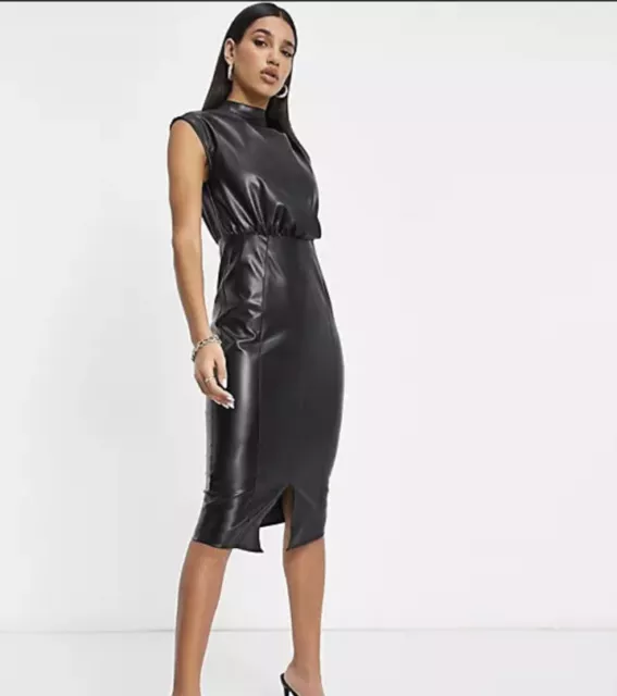 asos design faux leather dress