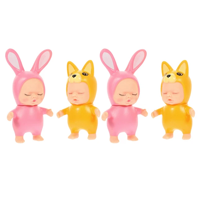 4 piezas Cesta de pastel bebé para dormir Pequeño bebé Estatuilla Conejo Niño pequeño