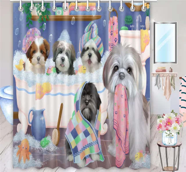 Halloween Lhasa Apso Dog Shower Curtain Bathtub Screens Personalized Hooks