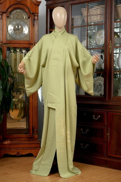 Dear Vanilla Japanese Silk Tomesode Kimono Women's Authentic Japan Vintage Mint