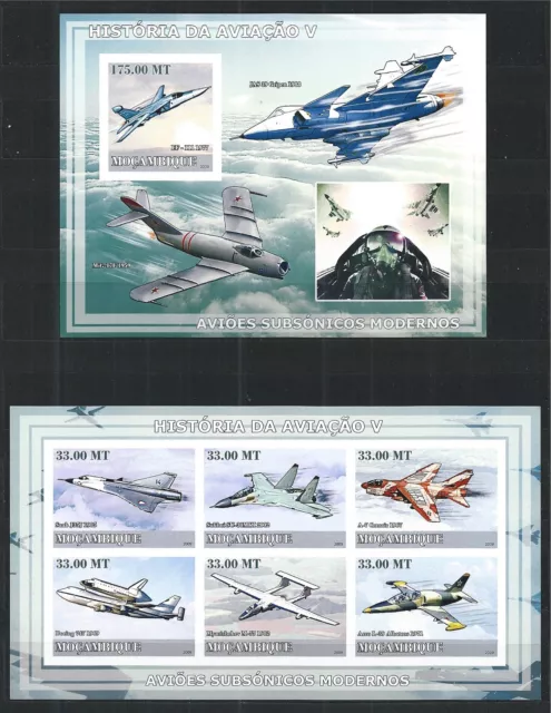 Mozambique Mosambik 2009 Block Mini Sheet Set Imperf History Of Aviation