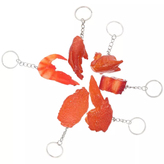 6 Pcs Fried Food Cooked Chicken Key Chain Simulated Pendant