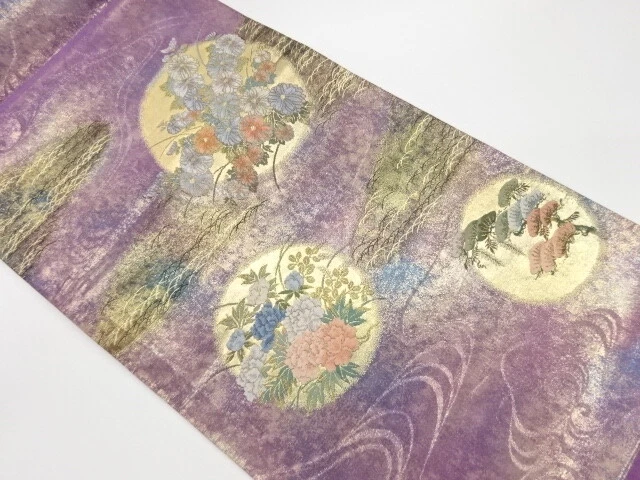 5516768: Japanese Kimono / Vintage Fukuro Obi / Woven Kiku & Peony