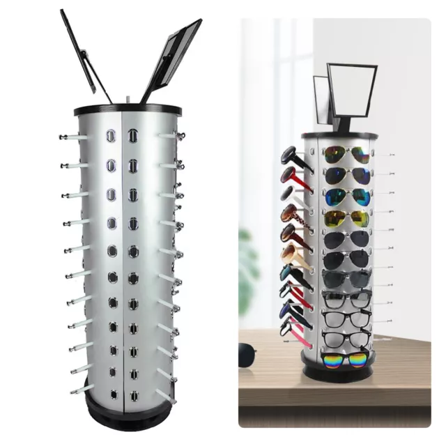 44Pairs Round 360 Rotating Sunglass Holder Rack Glasses Show Display Organizer