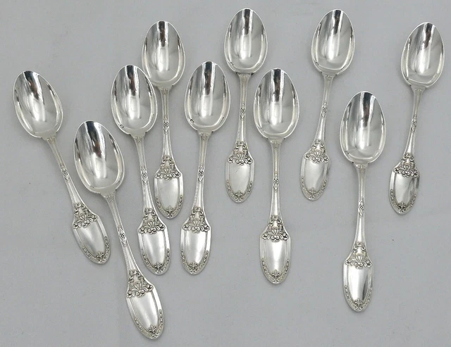 BOULENGER, Lot de 6 Cuillères à café 1900 frise de tulipes