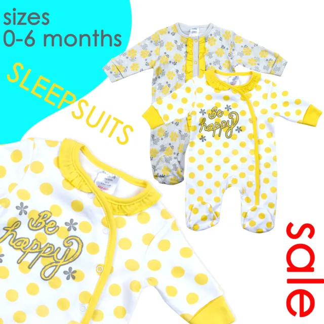 Baby Girls Sleepsuits Playsuits Bodysuit Babygrows Floral 0-3 3-6 Months Newborn