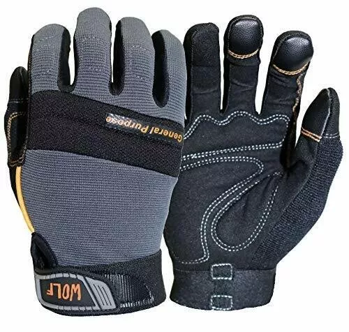 WOLF Mechanic Gloves Heavy Duty All-purpose Stretchable Flex Grip Work Glove New