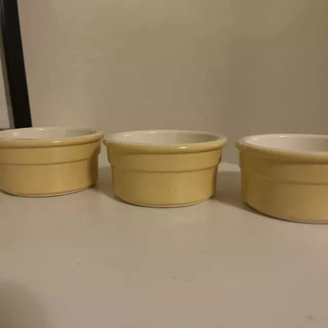 3 CERMER Ramekins Yellow Baking Souffle Custard Cups 4 oz. 3-1/2"