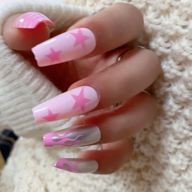 Long Length Ballerina False Nail Wearable Manicure Long T-shape Nail Tips  Girl