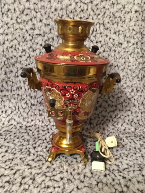 1978 rare Vintage Working Soviet Electric Samovar Hand Painted 3L tea pot  USSR