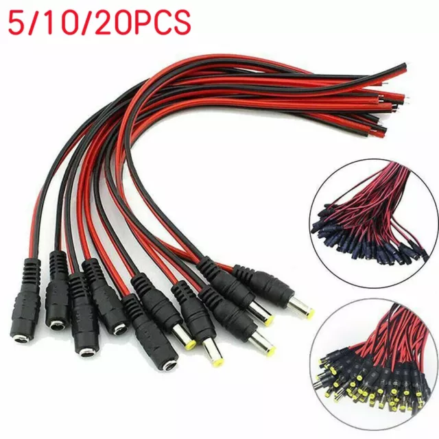 DC Power Pigtail female male Cable Wire Plug for CCTV Camera 5.5*2.1mm 12V 5A