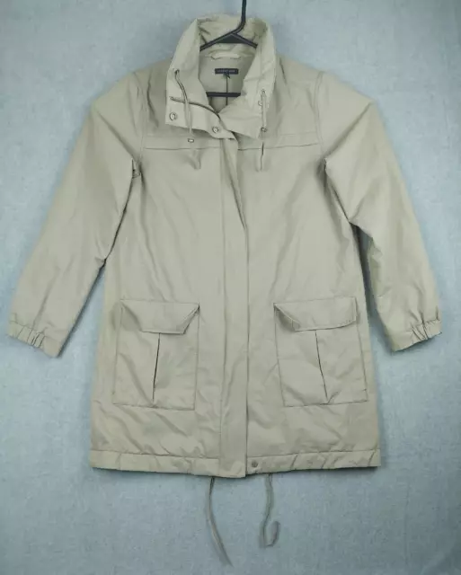 Eileen Fisher Womens Small Beige Mock Full Zip Fleece Lined Windbreaker Jacket