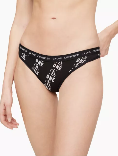 $$$Calvin Klein Women's (LARGE) CK ONE Micro Thong QD3790-002  BLACK/WHITE LOGO