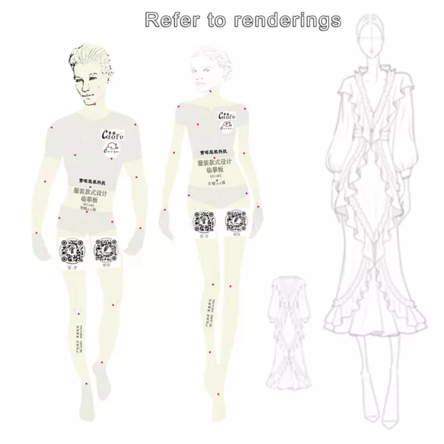 Fashion Figure Drawing Ruler Fashion Line Drawing Human Dynamic Template  for Clothing Design Humanoid Template Set