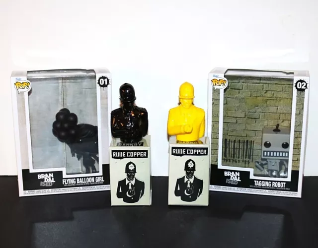 BANKSY 10+ Art Figures, Statues & Enamel Pins - Apologies to Banksy & Funko