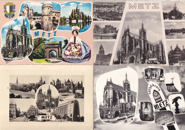 Lot of 4 postcards postcard 10x15cm METZ MOSELLE multivodes