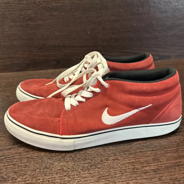 Nike SB Satire Mid Mens Size US 13 Red Suede Athletic Skate Shoes Sneakers 2