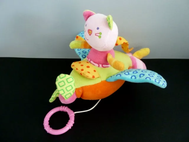 Z. Doudou Peluche Musical Babysun Chat Avion Orange Vert Rose Bleu - Ttbe