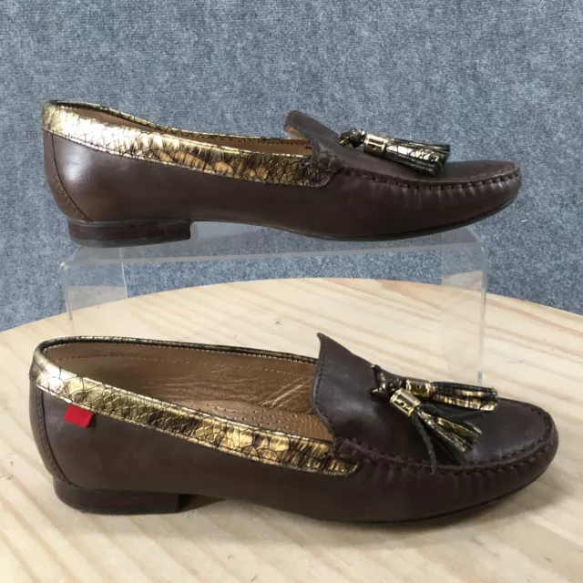 Marc Joseph Shoes Womens 7.5 Wall St Tassel Moc Toe Loafers Flats Brown Slip On