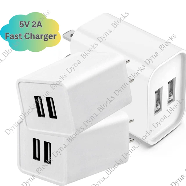 POWER ADAPTER CUBE Dual Port USB Fast Wall Charger Block For iPhone ...