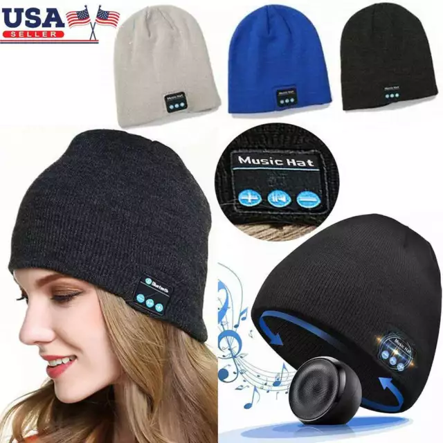 Wireless Bluetooth Music Warm Beanie Hat Smart Cap Headset Headphone Speaker Mic