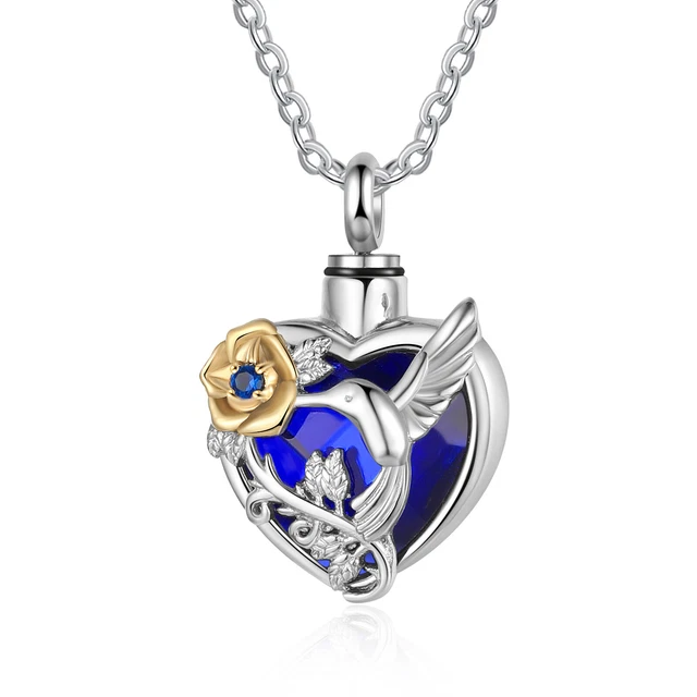 Collana Ceneri Urna Cremazione Cuore Ciondolo Pietra Nascita Memoriale Memoriale Custom