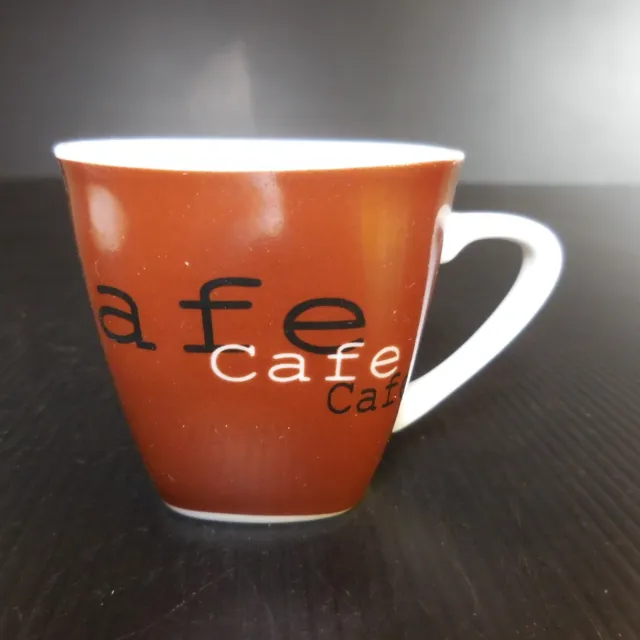 Tasse Kaffee Keramik Porzellan AFIBEL Brown Weiß Art Déco Tisch Frankreich N6226