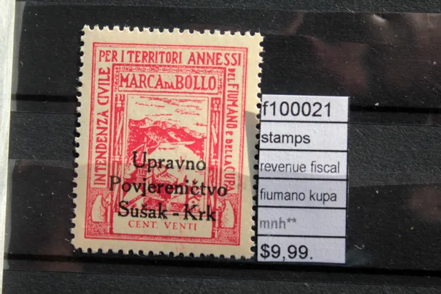 Stamps Revenue Fiscal Fiumano Kupa Mnh** (F100021)