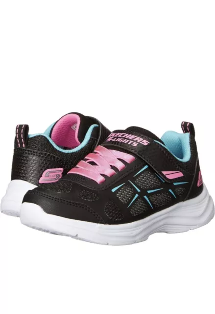 Skechers GLIMMER KICKS-FRESH GLOW Girls Trainers Black Uk 10.5 Girls Pink Lights