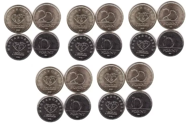 Hungary - 5 pcs x set 10 + 20 Forint 2020 UNC comm. Lemberg-Zp