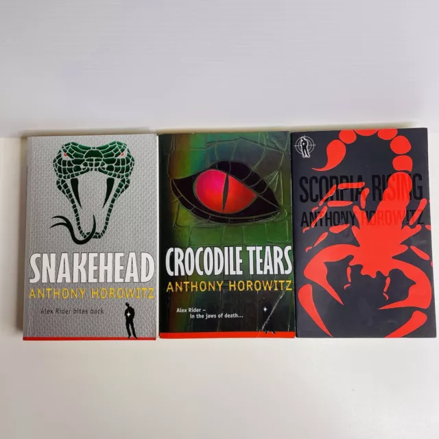 3x Alex Rider PB Books Snakehead Crocodile Tears Scorpia Rising Anthony Horowitz