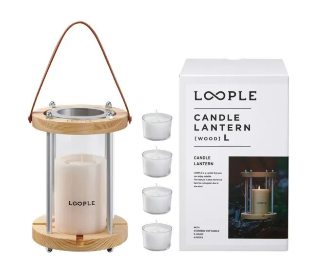 Candle lantern "Wood" L (ivory) Candle Holder Stand Camping Outdoor Gift