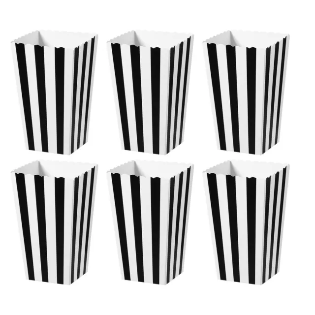 Small Popcorn Boxes Black And White Party Supplies Striped Containers