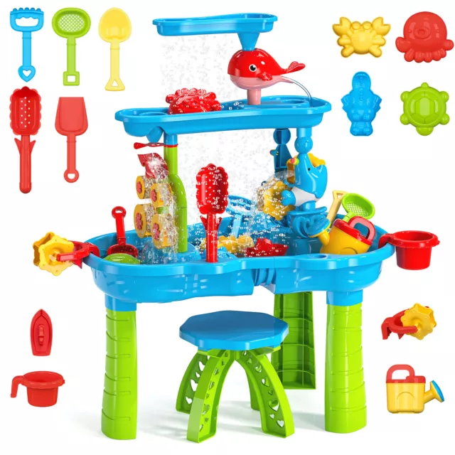 Sand and Water Table Children Garden Toy Beach Play Activity Set for Kids 3+