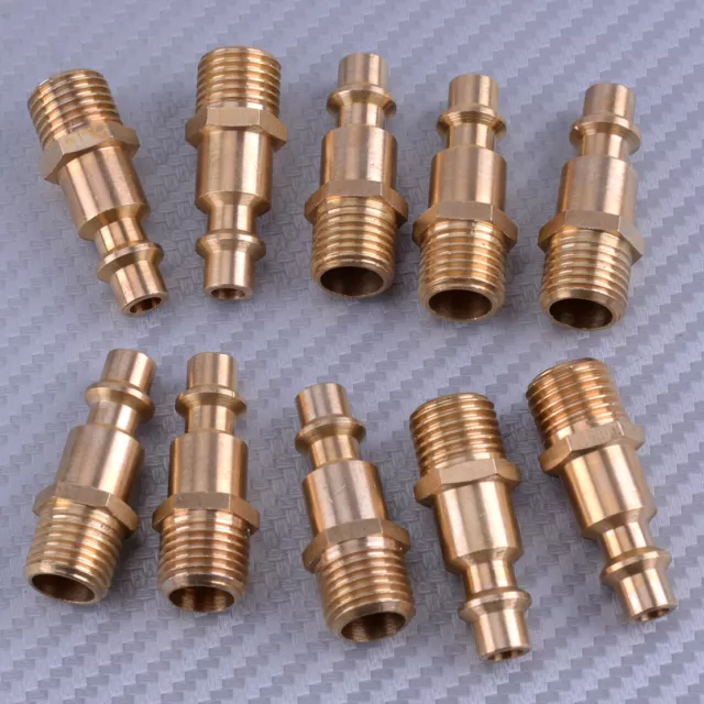 10pc Industrial Solid Brass Air Fittings 1/4" NPT male Milton M type Plug 727 zy