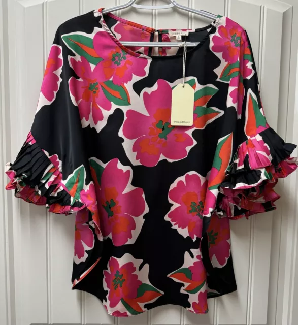 New Nwt Womens Sz Small Medium Large Xl Jodifl Floral Ruffle Sleeve Shirt Blouse