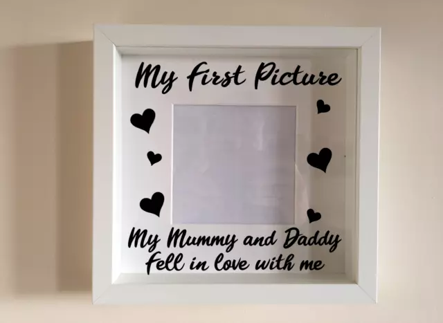 Box Frame Vinyl Decal Sticker Wall art Quote Our My First Picture Baby Scan