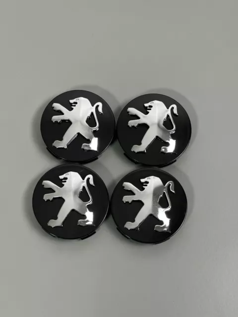 4X Für Peugeot Nabendeckel Radkappe Alu Felgenabdeckung Schwarz Chrom 60mm NEW