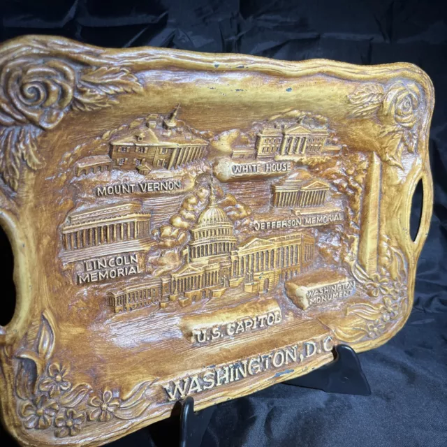 Vintage 1958 US Capitol Washington DC Silberne 3D tray White House Lincoln