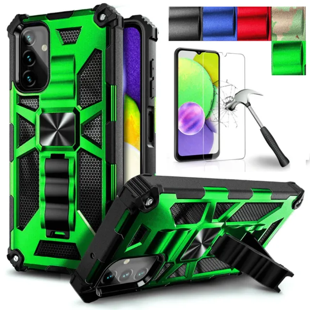 For Samsung Galaxy A14 A15 A34 A54 5G Shockproof Stand Case Cover+Tempered Glass