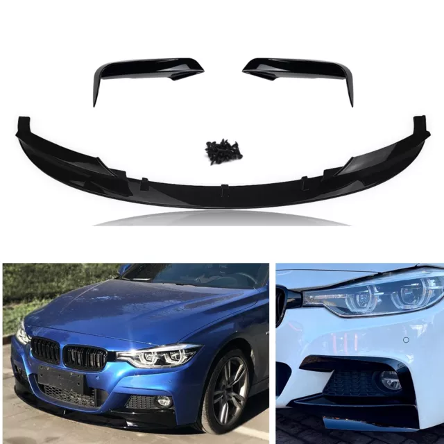 Black Front Spoiler Lip Fog Light Trim For BMW 3 Series F30 2012-2018 M Sport