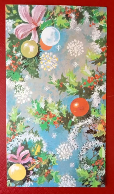 Happy Christmas Vintage 1970's Greeting Card ~ Merry Baubles and Holly Xmas