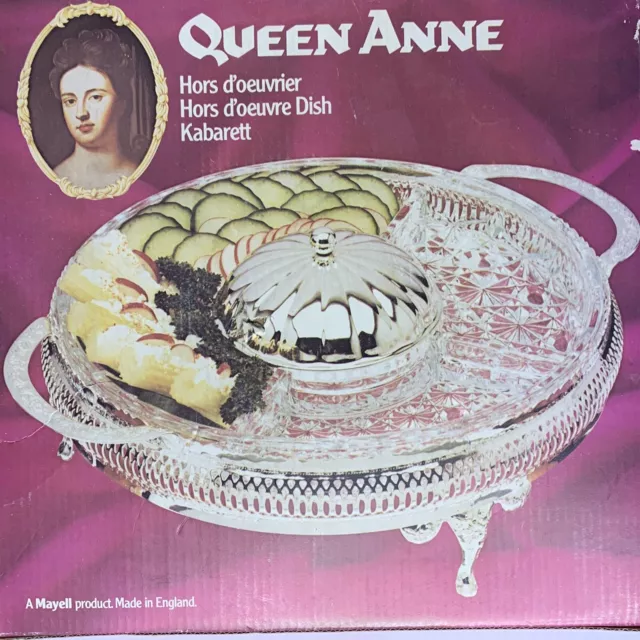 Queen Anne Silver Plated Tableware, Mayell Made England hors d’oeuvres￼ Dish NIB