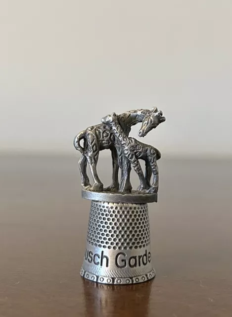 Rare Vintage 1979 Fort Pewter Thimble Giraffe & Calf Busch Gardens Souvenir VHTF